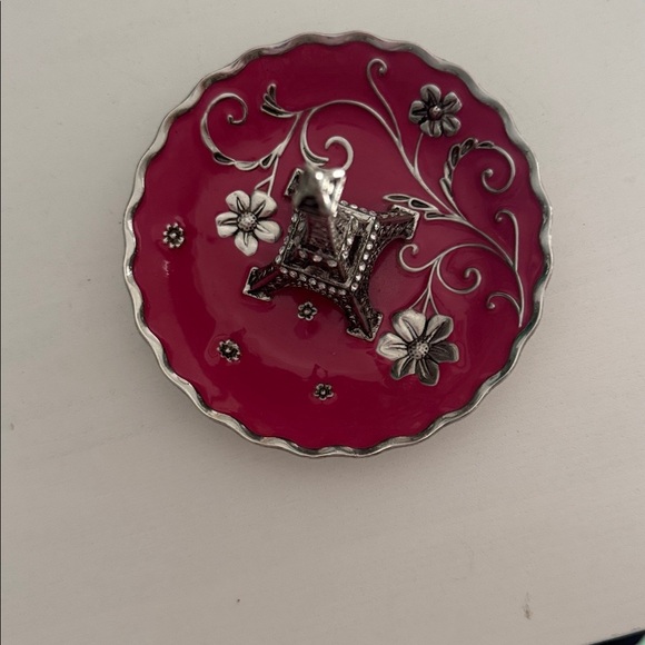 Paris Eiffel Tower Pink Enamel on Metal Dish Ring Holder Collectible - Picture 6 of 6